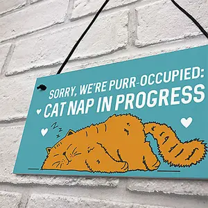 Red Ocean Cat Signs For Home PURR OCCUPIED Hanging Wall Door Sign Funny Cat Sign Funny Cat Gift Pet Gift Birthday Gift