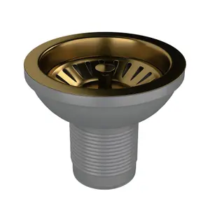 Liquida SW1SG Satin Gold Kitchen Sink Basket Strainer Waste