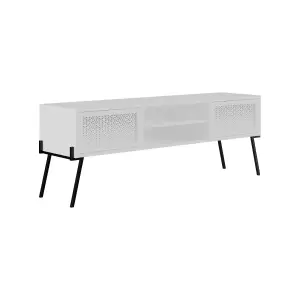 Decortie Naive Modern TV Unit Multimedia Centre White with Storage TV Cabinet 140cm