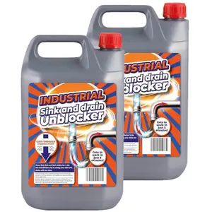 2x Strong Industrial Toilet Cleaner 5 Litre Heavy Duty Sink & Drain Unblocker Suitable For Home, Office & Shops