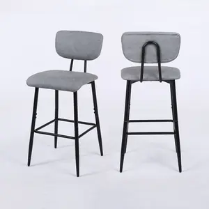 Upholstered Counter Stool with Metal Frame (Set of 2) Grey