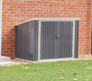 5.7 X 3.5 Grey Metal Shed Garden Storage Shed Pent Roof for Tool Trash Can Recycle Bin Debris