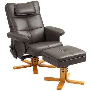 HOMCOM Massage Recliner Chair with Footstool and Hidden Storage, Dark Brown