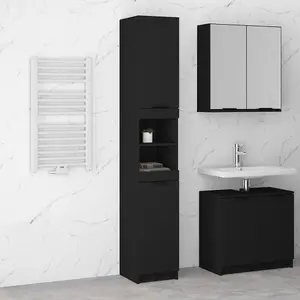 Berkfield Bathroom Cabinet Black 32x34x188.5 cm Engineered Wood