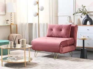 Beliani Glam Sofa Bed VESTFOLD Pink Velvet