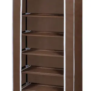 Fabric Shoe Cabinet with Cover 162 x 57 x 29 cm Brown