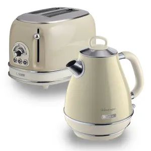 Ariete ARPK1 Vintage Retro Jug Kettle & Toaster Set, 1.7 Litre Kettle, 2 Slice Toaster, Beige