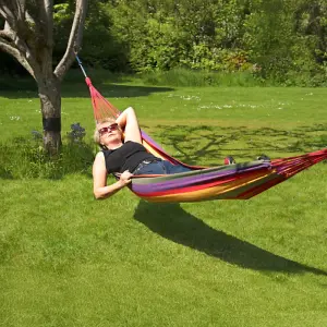 Primrose Rainbow Outdoor Garden Single Hammock with Travel Bag & Fittings Included