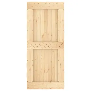 Berkfield Sliding Door with Hardware Set 90x210 cm Solid Wood Pine