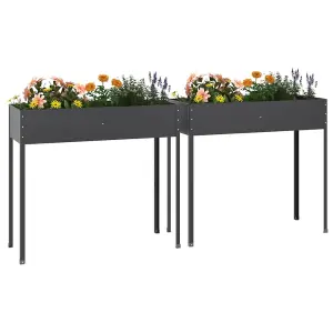 Berkfield Garden Planters 2 pcs Anthracite Galvanised Steel