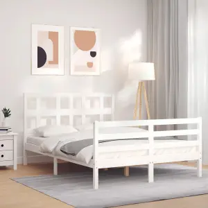 Berkfield Bed Frame with Headboard White 140x190 cm Solid Wood