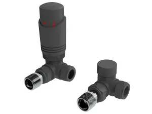 Designer Anthracite Thermostatic Radiator Valve TRV Twin Pack - Corner