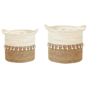 Set of 2 Plant Pots MATIKU Wicker Natural