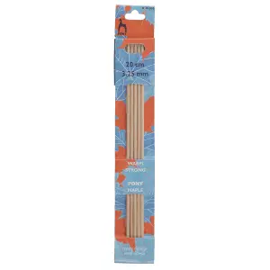 MAPLE DE KP 20CMX3.2 - Knitting Pins: Double-Ended: Set of Five: Maple: 20cm x 3.25mm - Pony