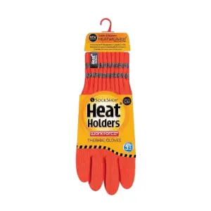 Heat Holders - Mens Hi-Vis Reflective Outdoor Thermal Gloves S/M Orange