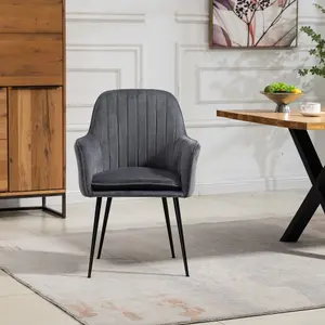 Carrara Velvet Dining Chairs - Set of 2 - Grey