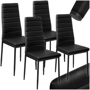 Dining Chairs - high backrest, padded, synthetic leather  - black