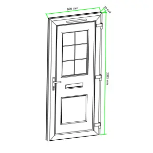 Fortia Mindil Clear Glazed Anthracite LH External Front Door set, (H)2085mm (W)920mm