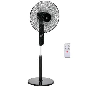 HOMCOM Oscillating Floor Fan Remote Control-Standing Cooling Machine Indoor Air Refresher With Adjustable Height