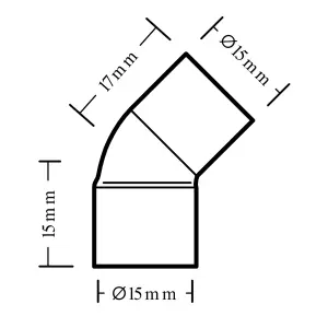 Flomasta End feed 45° Reducing Street Pipe elbow (Dia)15mm, Pack of 1