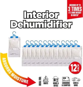 MantraRaj Pack Of 12 Hanging Interior Wardrobe Dehumidifier Ideal To Stop Damp, Mould Mildew And condensation