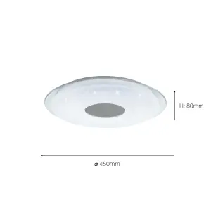 EGLO Lanciano-Z White Plastic Crystal Effect Integrated LED Smart Light Flush Fitting, (D) 45cm