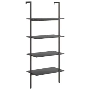 Berkfield 4-Tier Leaning Shelf Black 64x35x152.5 cm