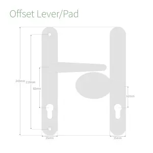 Yale Sparta Lever/Pad Offset Door Handle - White