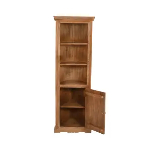 Contrive Mango Wood Corner Bookcase - 3 Shelving & 1 Door