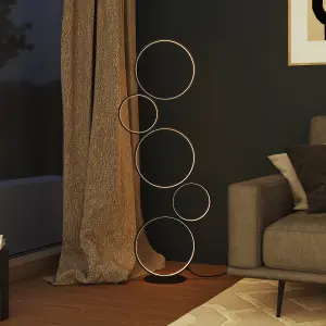 GoodHome Samana 5 rings Matt black LED Floor lamp