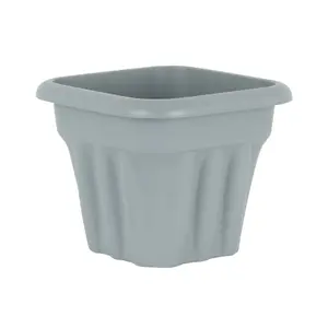 Wham 6x Vista Plastic Planter, Square Garden Plant Pot, Extra Small Floor Pot (25cm, 5.5L, Pack of 6) Made in UK (Upcycle Grey)