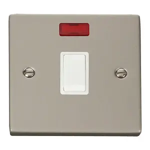 Pearl Nickel 1 Gang 20A DP Switch With Neon - White Trim - SE Home