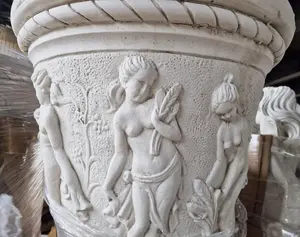 Giant White Harvest Design Round Vase