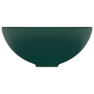 Belfry Bathroom Yogi 325mm L x 325mm W Ceramic Circular Countertop Basin Sink Dark Green