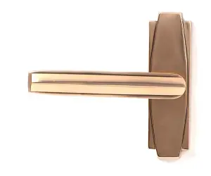 Polished Bronze Art Deco Lever on Rose Set