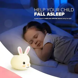 Kidoola Bunny Night Light - Nightlight Lamp - 6 Colour Touch Change LED  Cute Nursery Decor & Night time Sleep Accessory