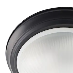 Traditional Matt Black IP44 Bathroom Ceiling Light Fitting with Frosted Glass