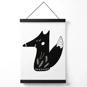 Cute Black Fox Scandi Animal Medium Poster with Black Hanger