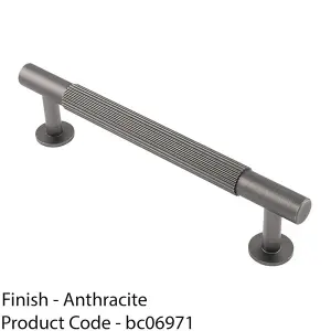 Reeded Lined Bar Door Pull Handle - 158mm x 13mm - 128mm Centres - Anthracite