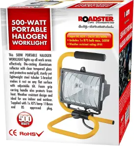 New 500w Flood Light Stand Adjustable Work Hand Held 265v Portable Heavy Duty