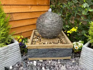 Compact Earth Stone Modern Mains Plugin Powered Water Feature