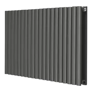 Right Radiators 600x1180mm Horizontal Double Oval Column Designer Radiator Anthracite