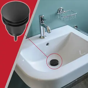 SPARES2GO Clicker Basin Waste Plug 1 1/4" 60mm Click Clack Bathroom Sink Pop Up Push Dome (Matt Black)