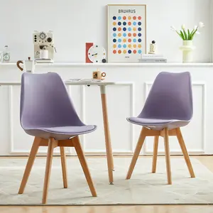 Nero Upholstered Dining Chair (Set of 2) Light Purple / Oak