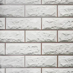 Zed Decor Vintage Brick Stone Effect Self Adhesive Vinyl Wallpaper, Bedroom & Living Room White Metro Tiles B1070