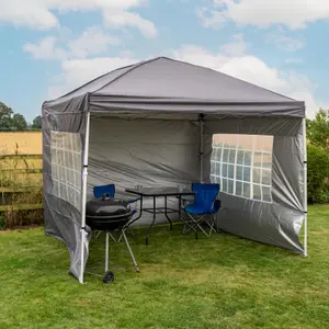 Rapid Pop Up Compact 3x3 Gazebo With Sides Dark Grey