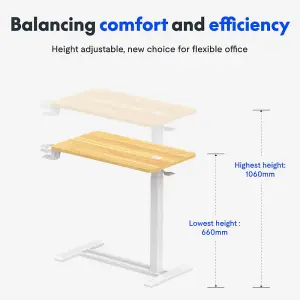 FlexiSpot Multi-functional Adjustable Side Table White Frame+700x400mm maple desktop