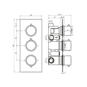 Aquadry Oria ½ turn 3 outlet Chrome effect Concealed Diverter Shower mixer