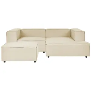 Corner Sofa with Ottoman APRICA Beige 2 Seater Left Hand