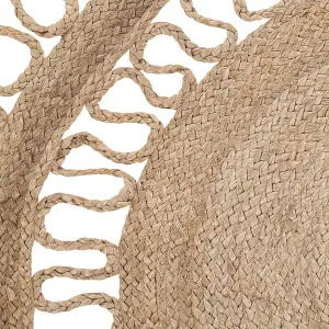 Round Area Rug Braided 120 cm Beige DIKILI